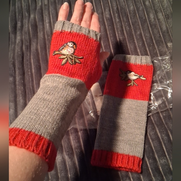 Accessories - 🐎NEW! Bird Embroidered Fingerless Gloves OS